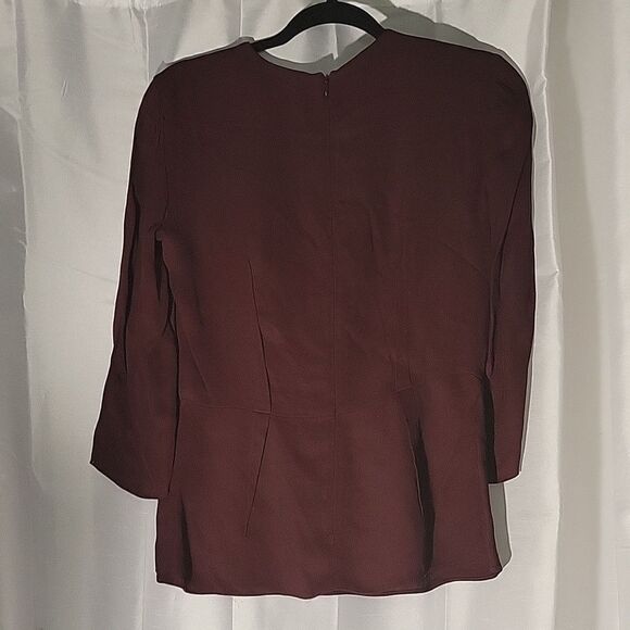 * * TIBI crew Neck wine/burgundy long sleeve Blouse - Picture 9 of 10